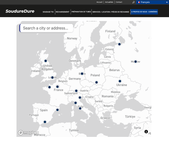 Map embedded inside a website page