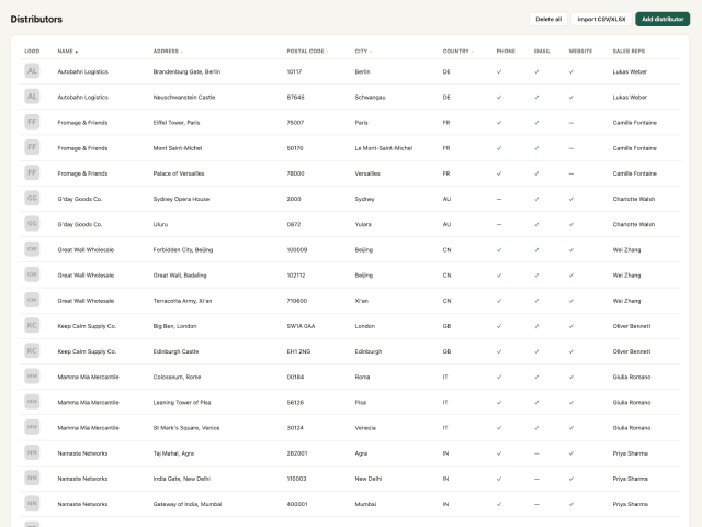 Spreadsheet column mapping screen